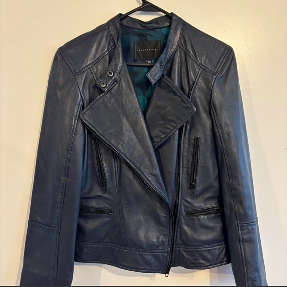 Sanctuary Navy Leather Jacket - Picture 3 of 7